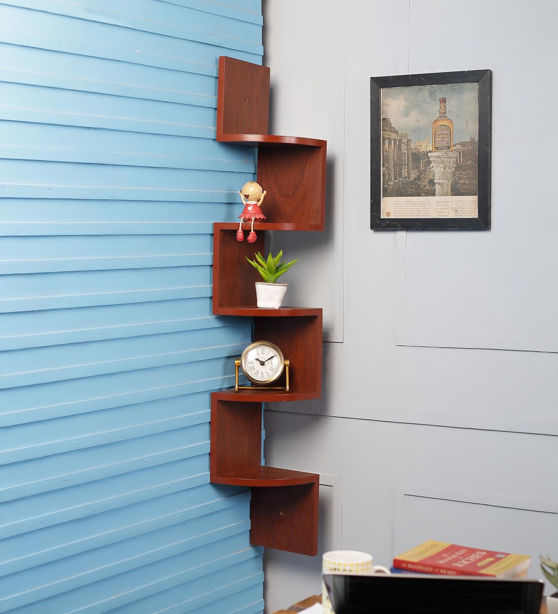 Buy Engineered Wood Zigzag Corner Wall Shelf In Cedar Colour By Driftingwood At 40 Off By 5888