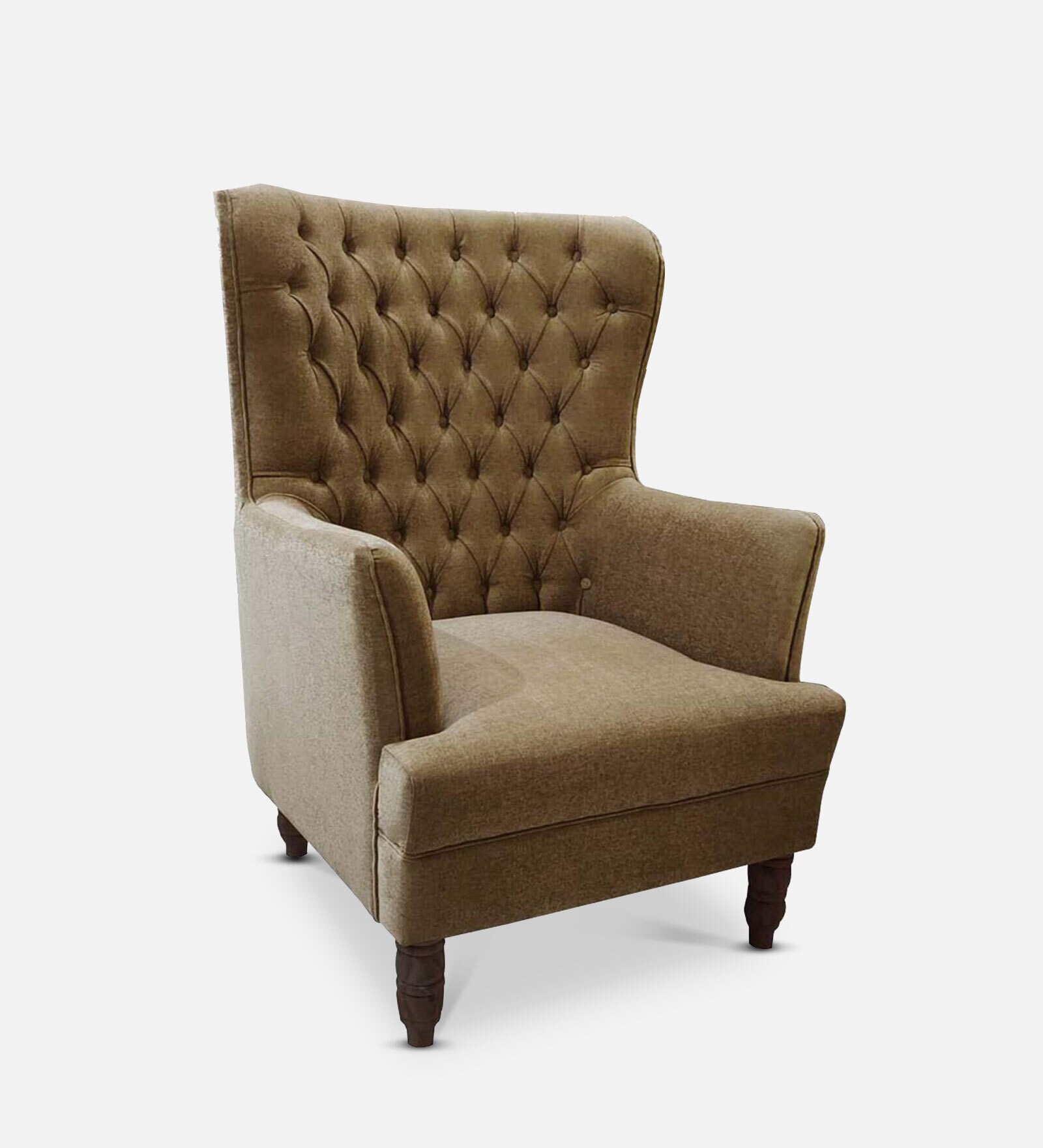 Dracut Fabric Wing Chair in Fawn Brown Colour