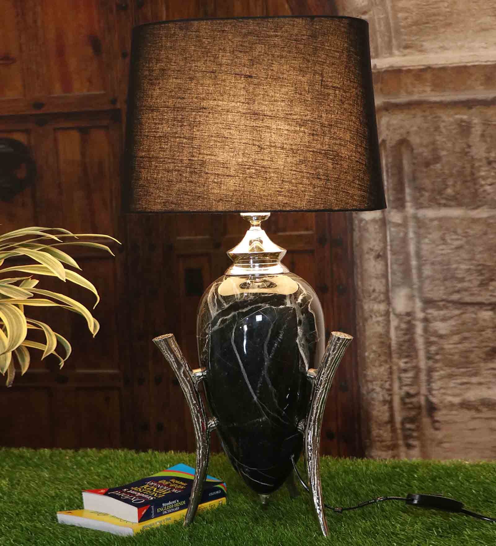 Dragon Egg Table Lamp with Oval shaped Black colour Lampshade