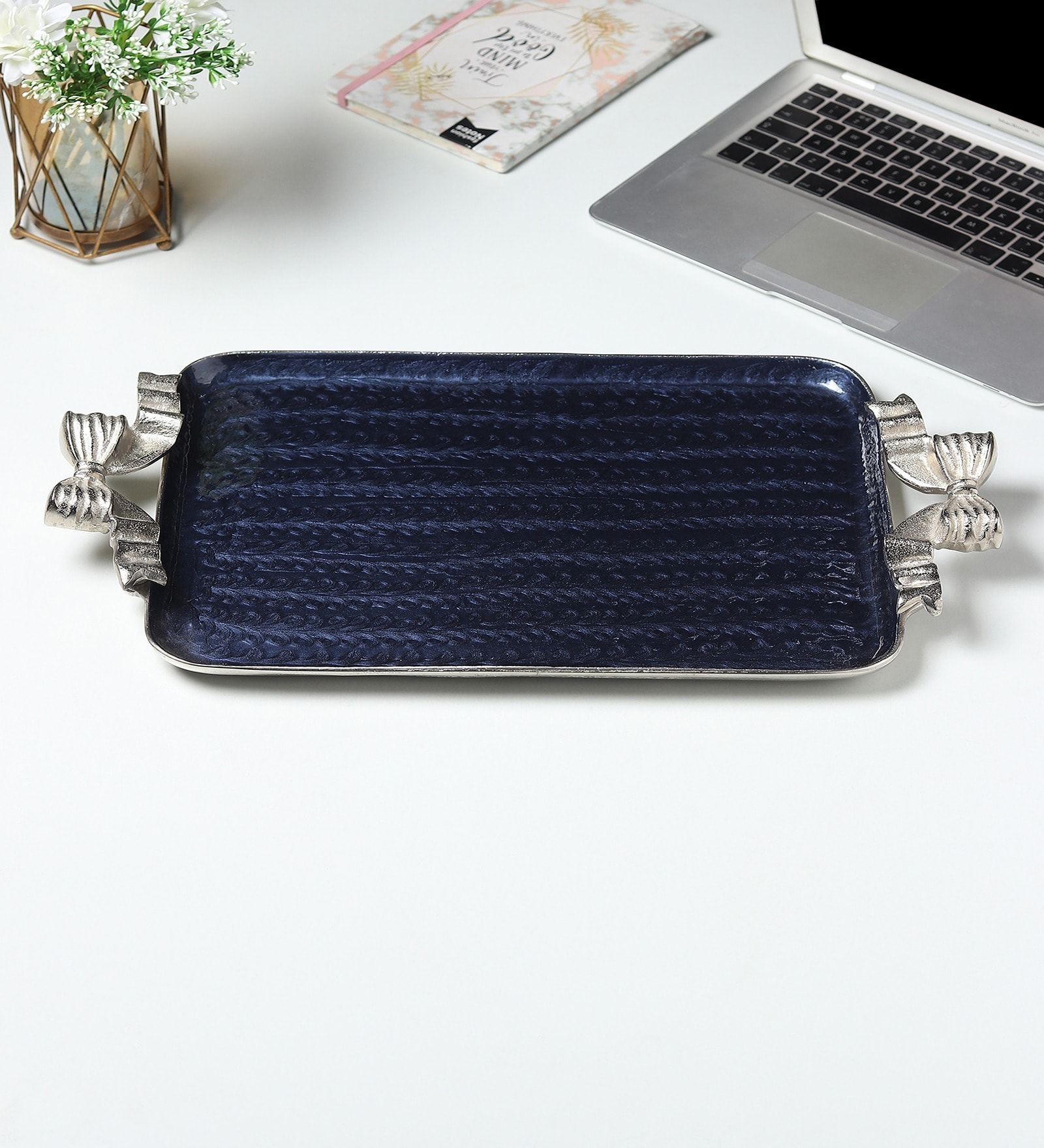Blue Aluminium Dravelion Blue Pearl Large Tray