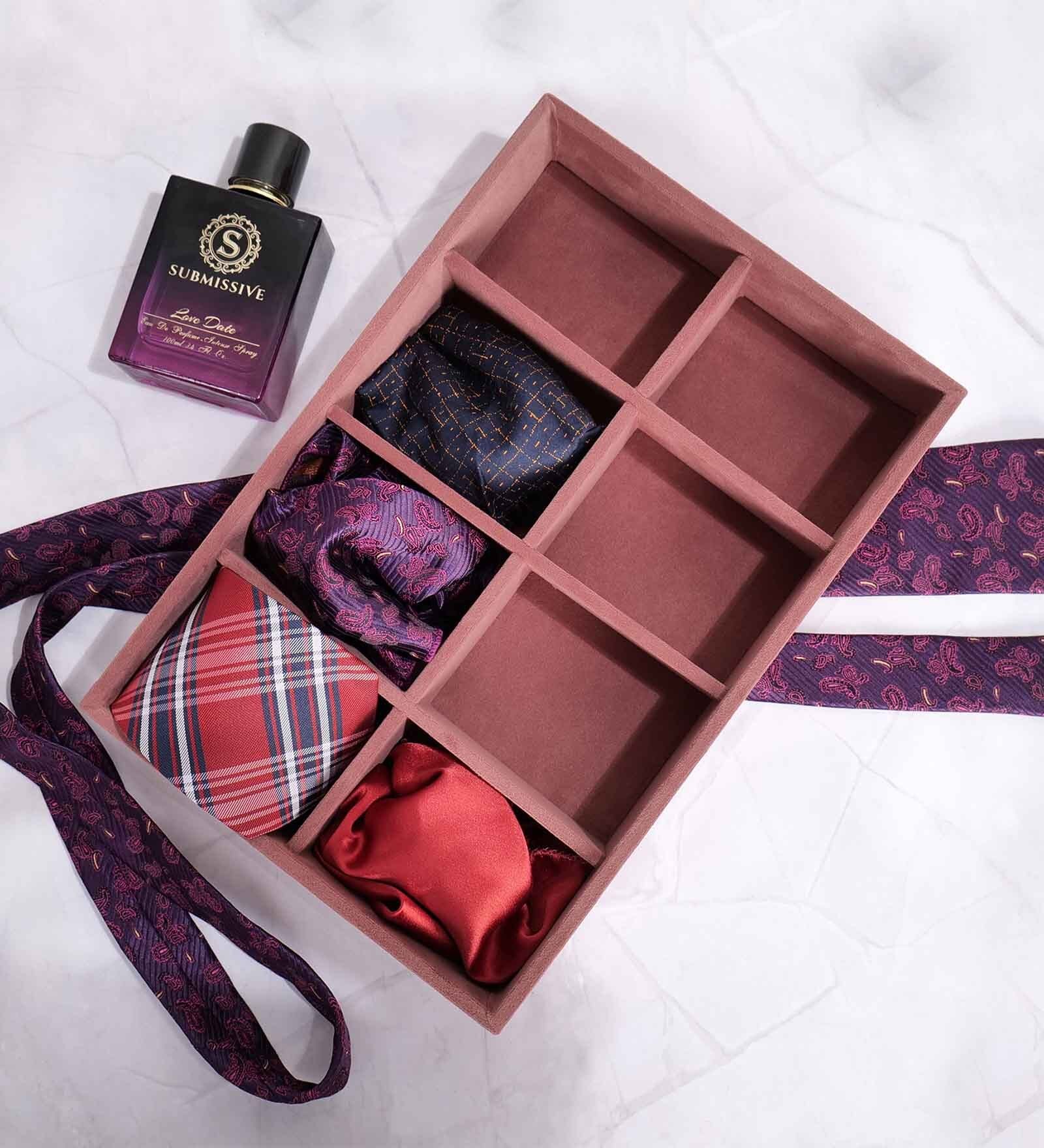 Pink Drawer 8 Grids Tie Pocket Square Storage Organizer Trays