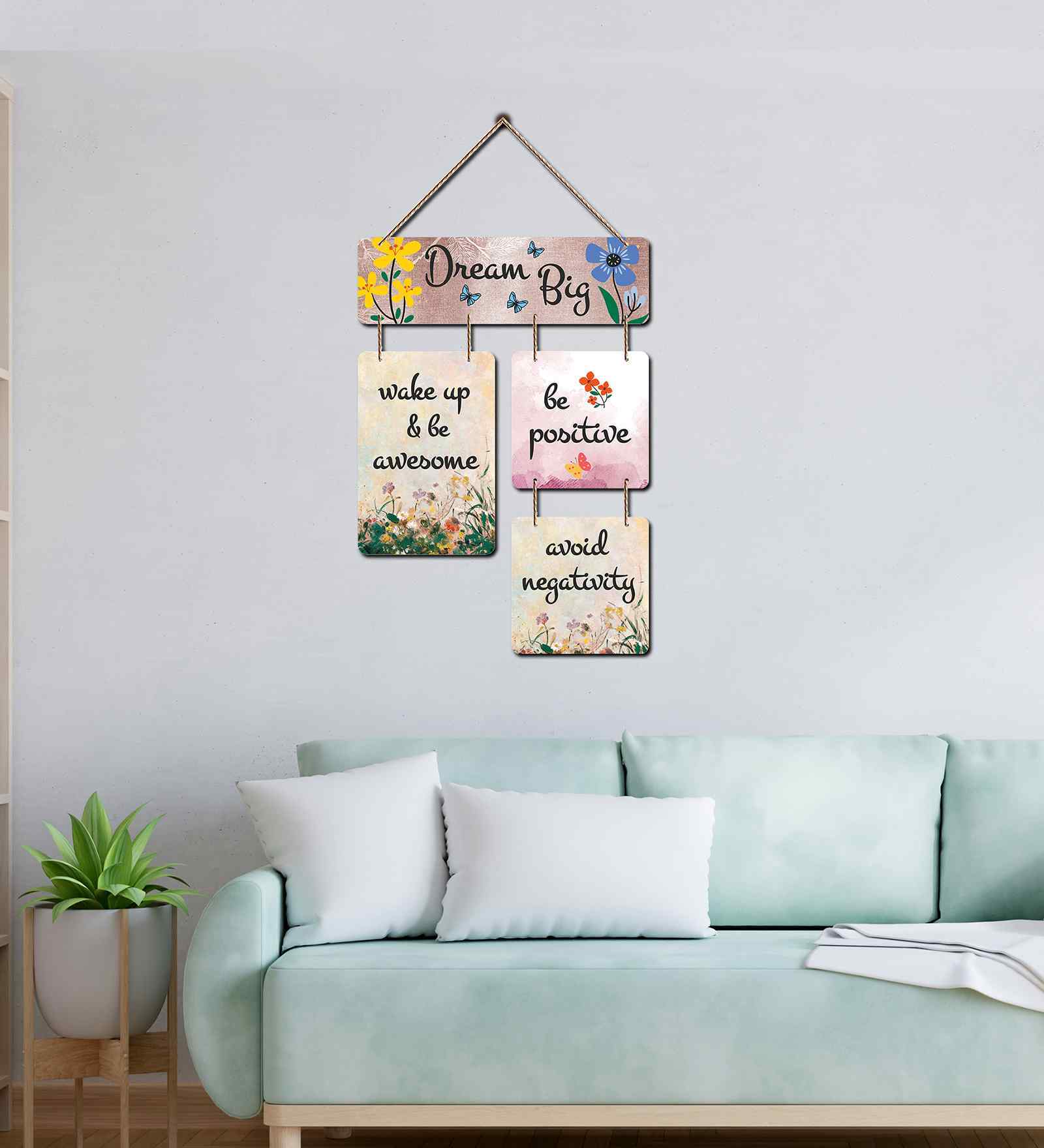 Dream Big Wake Awesome Be Positive Wooden Wall Hanging