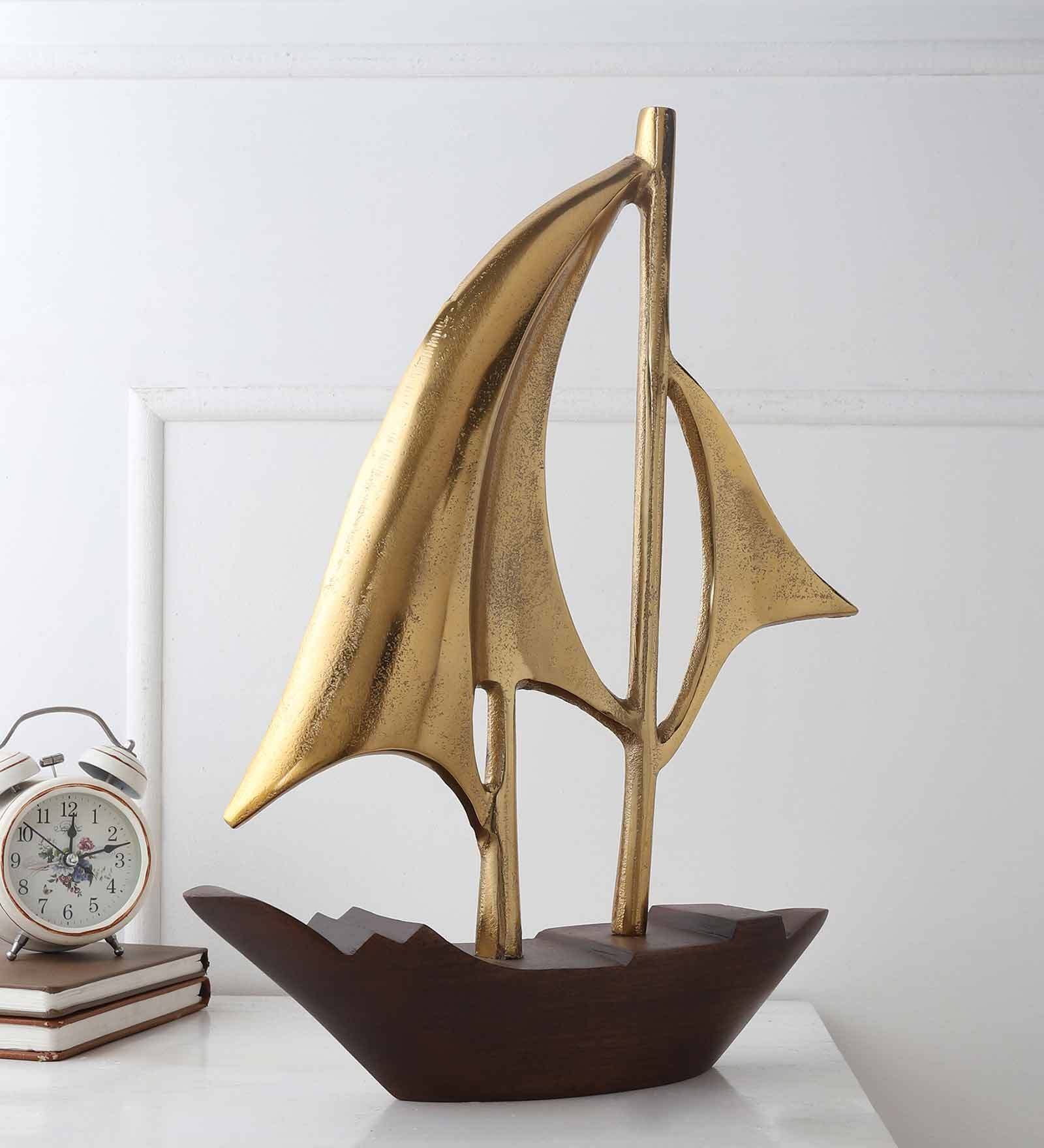 Dream Boat Large Raw Gold Finish Aluminium Boat
