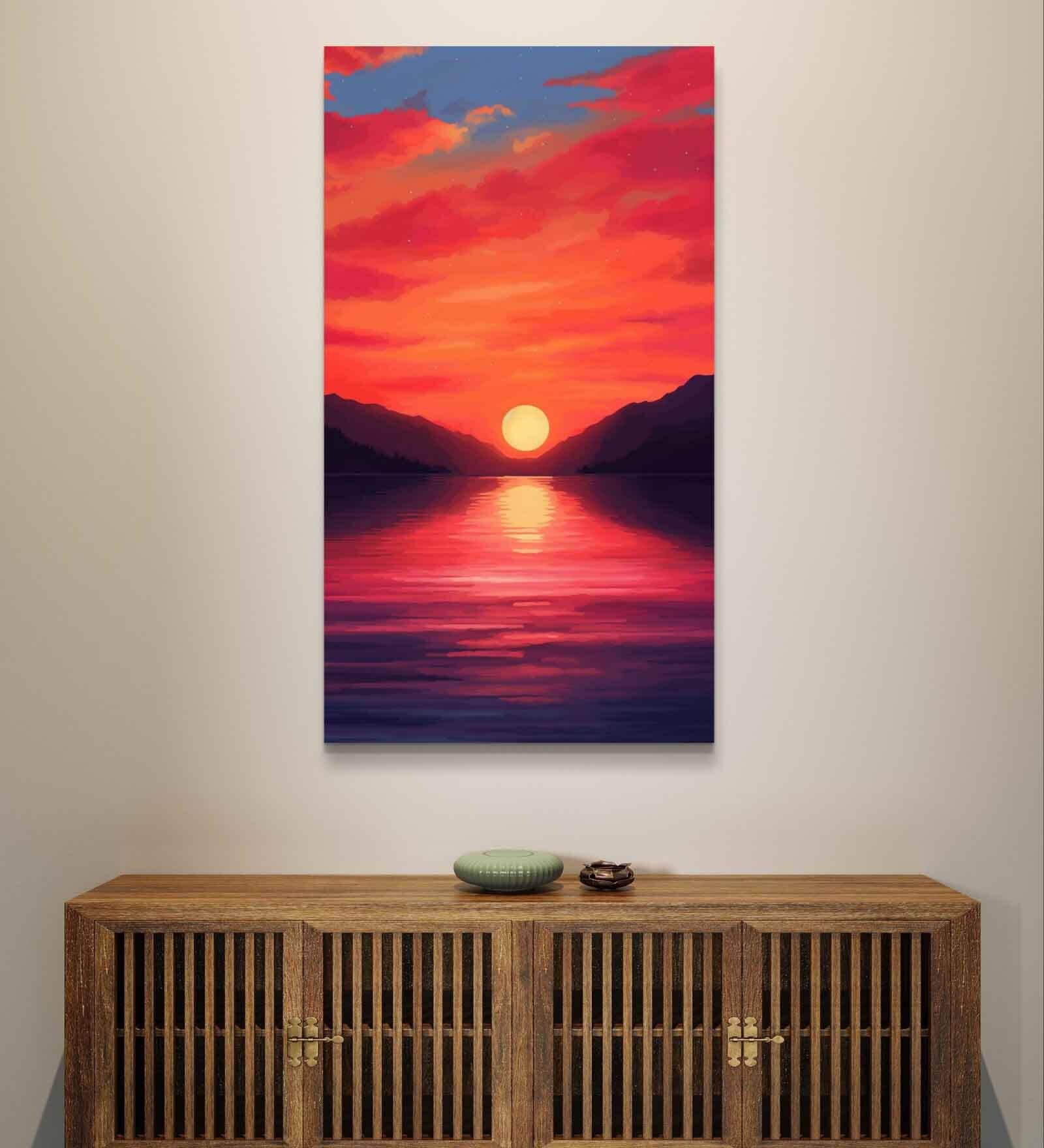 Dreamy Sunset 16inx20in Gallery Wrap Canvas Painting for Living Room