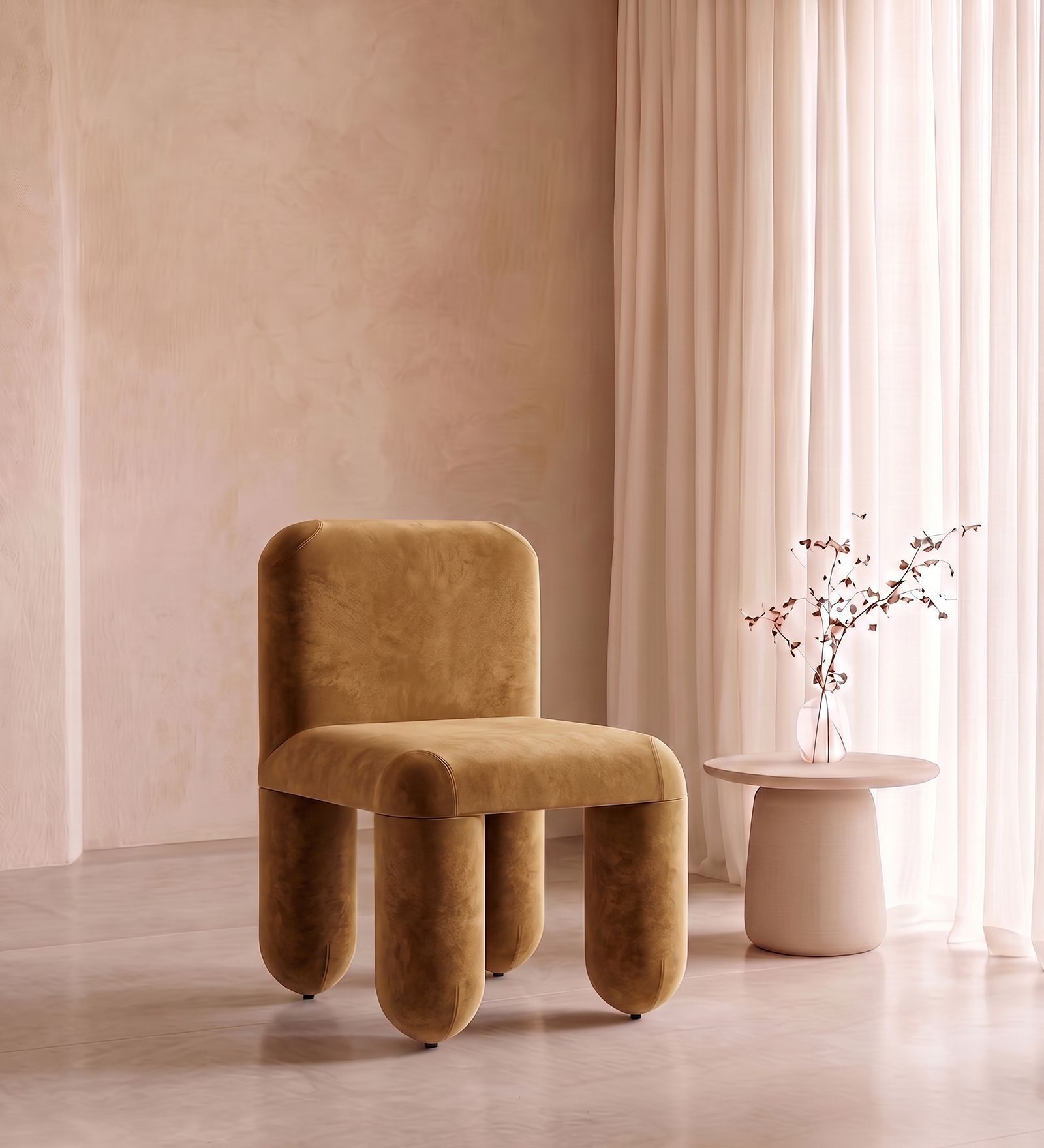 Dreoven Sculpt Lounge Chair In Cocoa Brown Colour