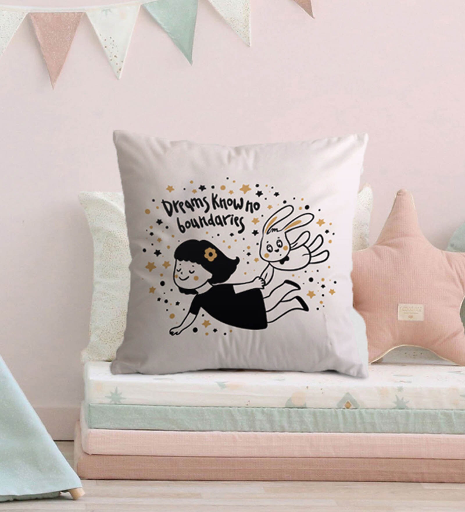 Canvas Cushion with Dreamy Girl Print