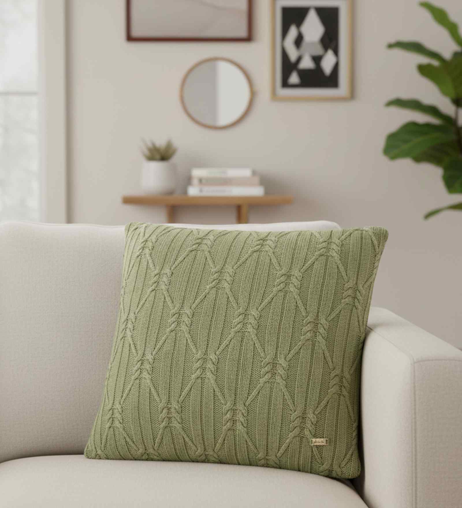 Dried Herb 100% Cotton Holly16X16 Inches Knitted Cushion Cover