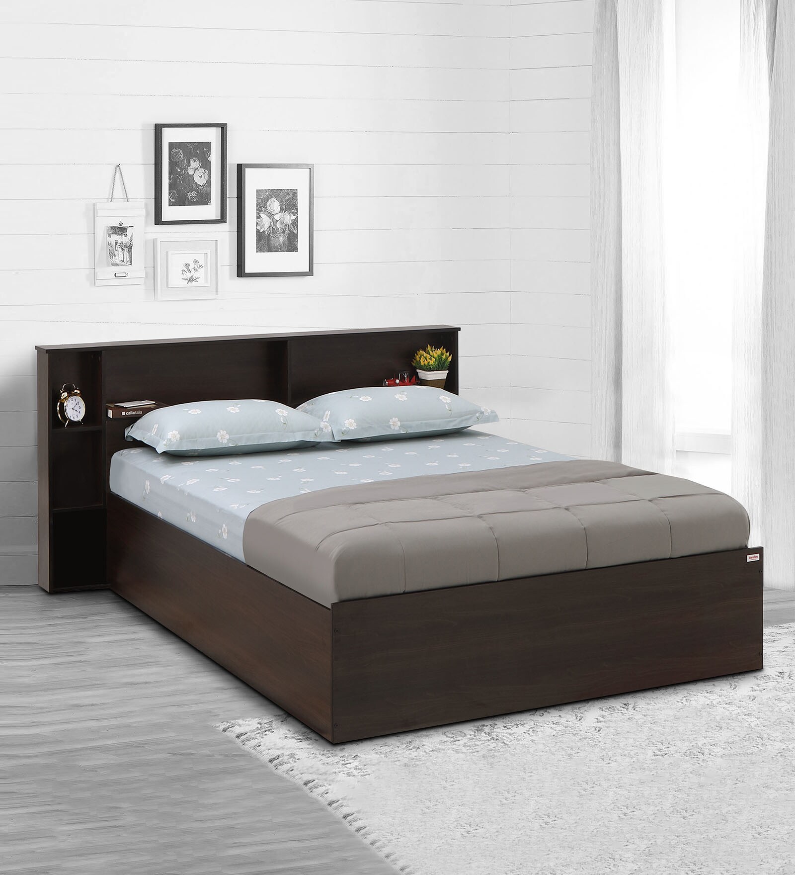 Buy Drift King Size Bed in Brown Finish with Box Storage at 50 OFF by