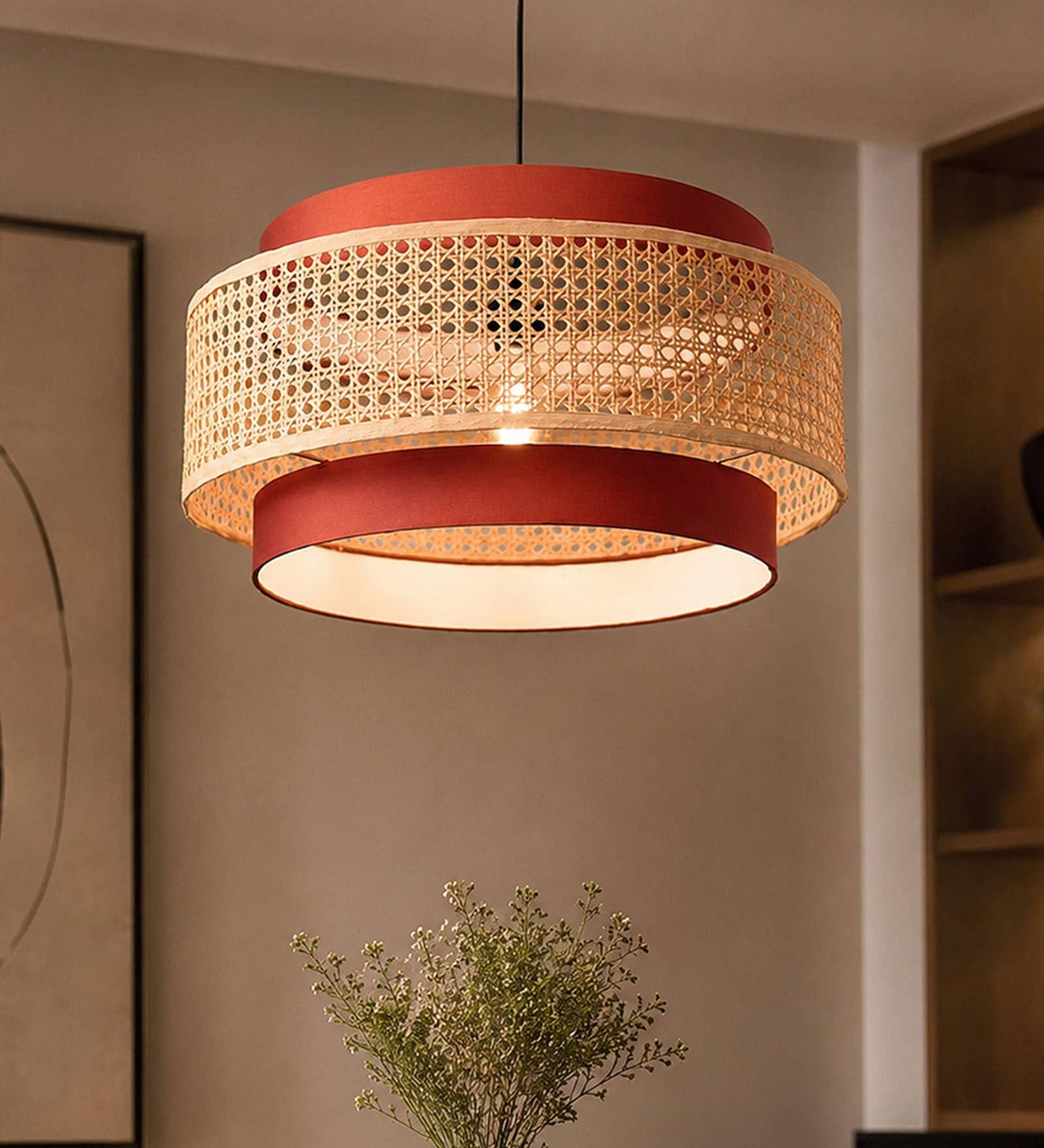 Drum Handmade Bamboo Pendant Hanging Light (Brown) Drum Handmade Bamboo Pendant Hanging Light (Brown)