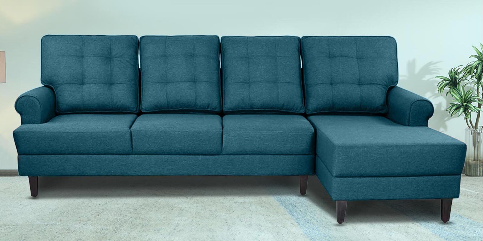 Dreamer Fabric LHS Sectional Sofa In Malibu Green Colour