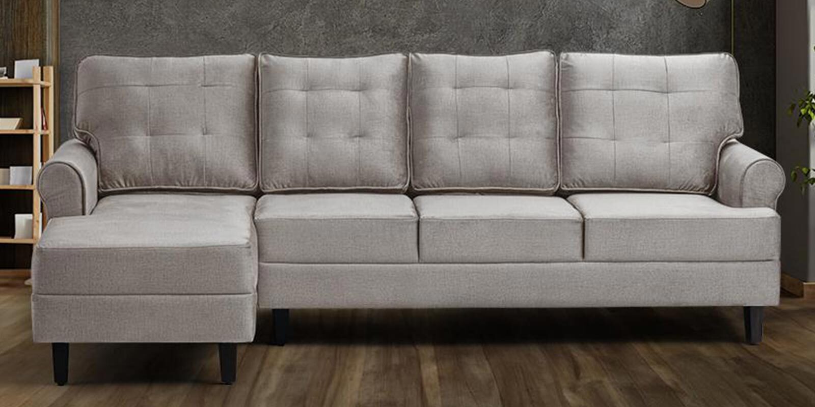 Dreamer Fabric RHS Sectional Sofa In White Colour