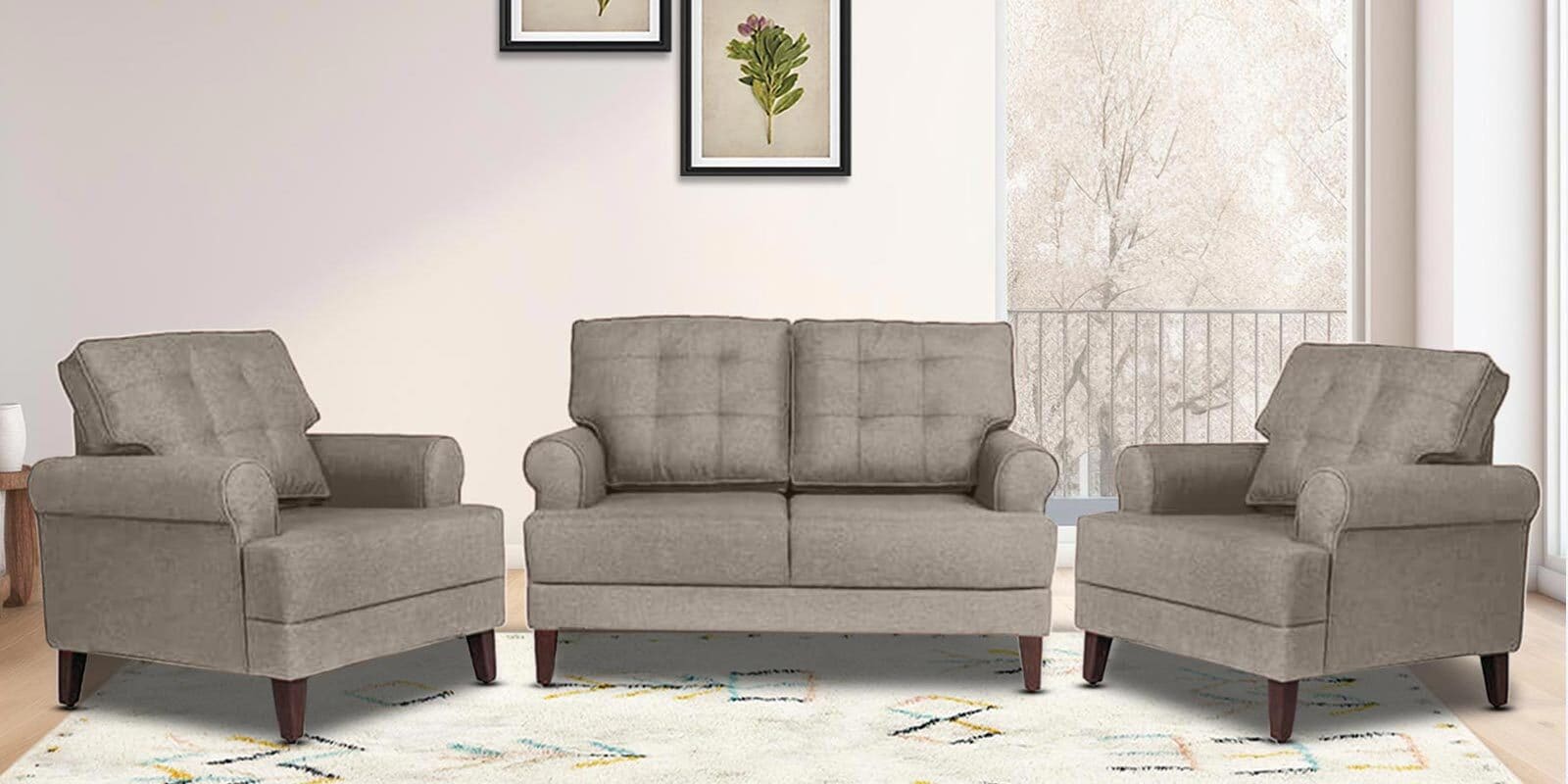 Dreamer Fabric Sofa Set (2+1+1) In Pearl Colour
