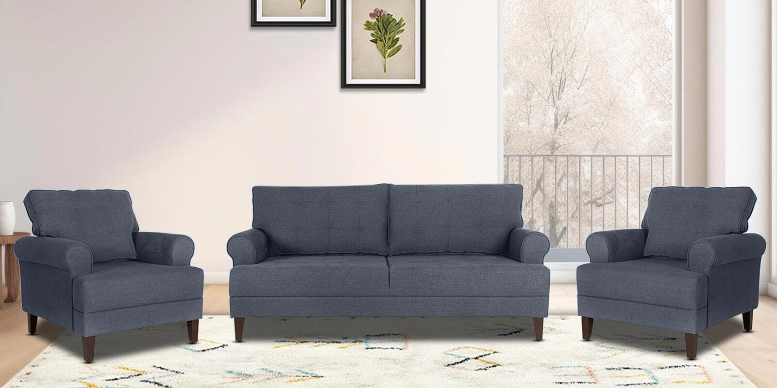 Dreamer Fabric Sofa Set (3+1+1) In Blue Colour
