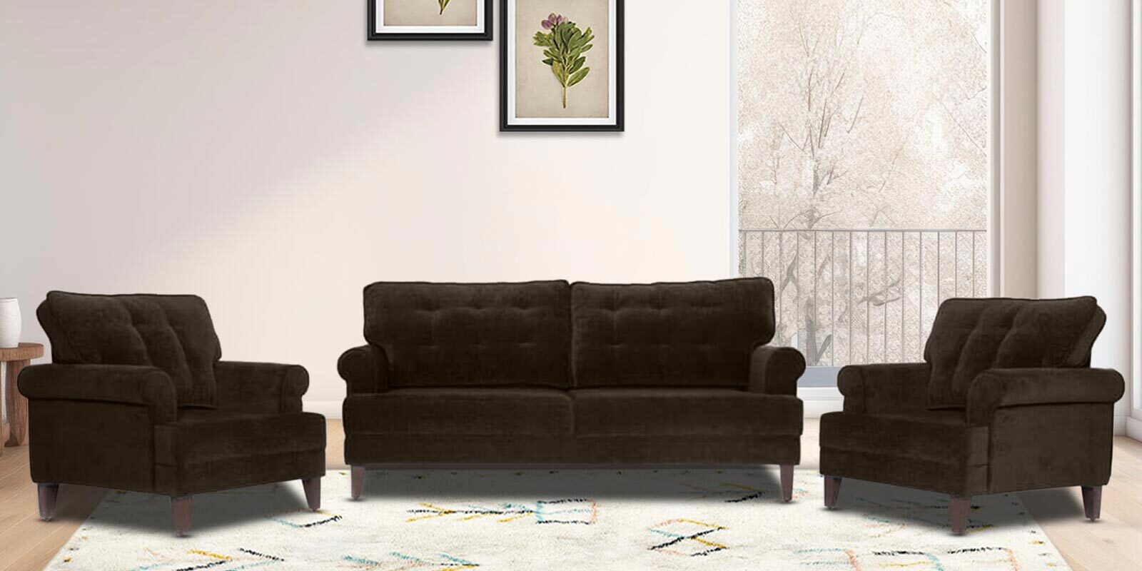 Dreamer Fabric Sofa Set (3+1+1) In Dark Earth Colour