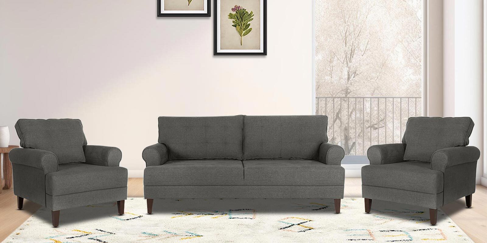 Dreamer Fabric Sofa Set (3+1+1) In Grey Colour