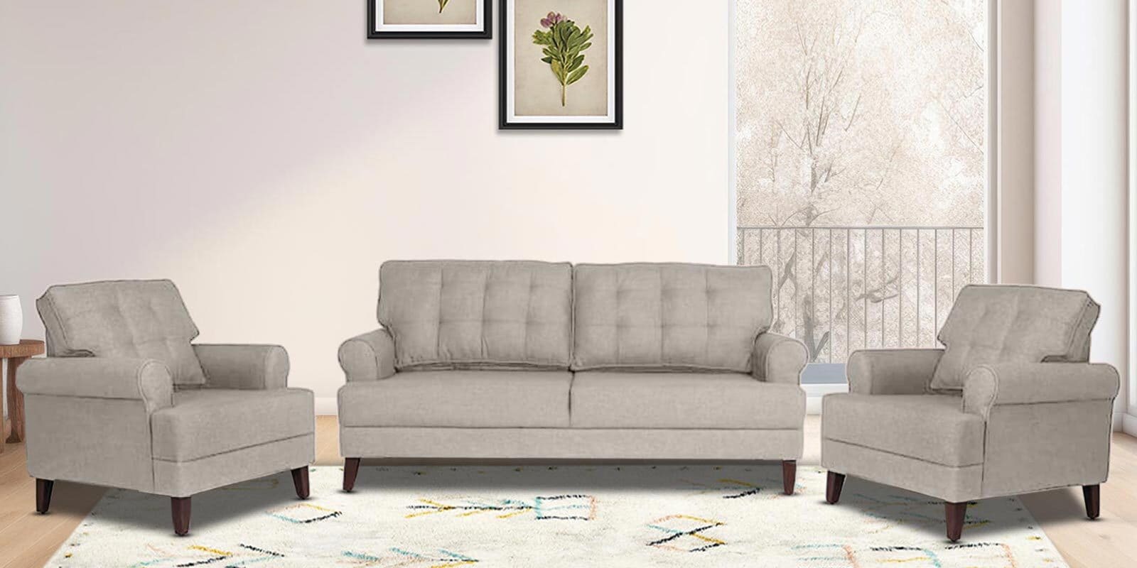 Buy Dreamer Fabric Sofa Set (3+1+1) In Pearl Colour at 22% OFF by ...