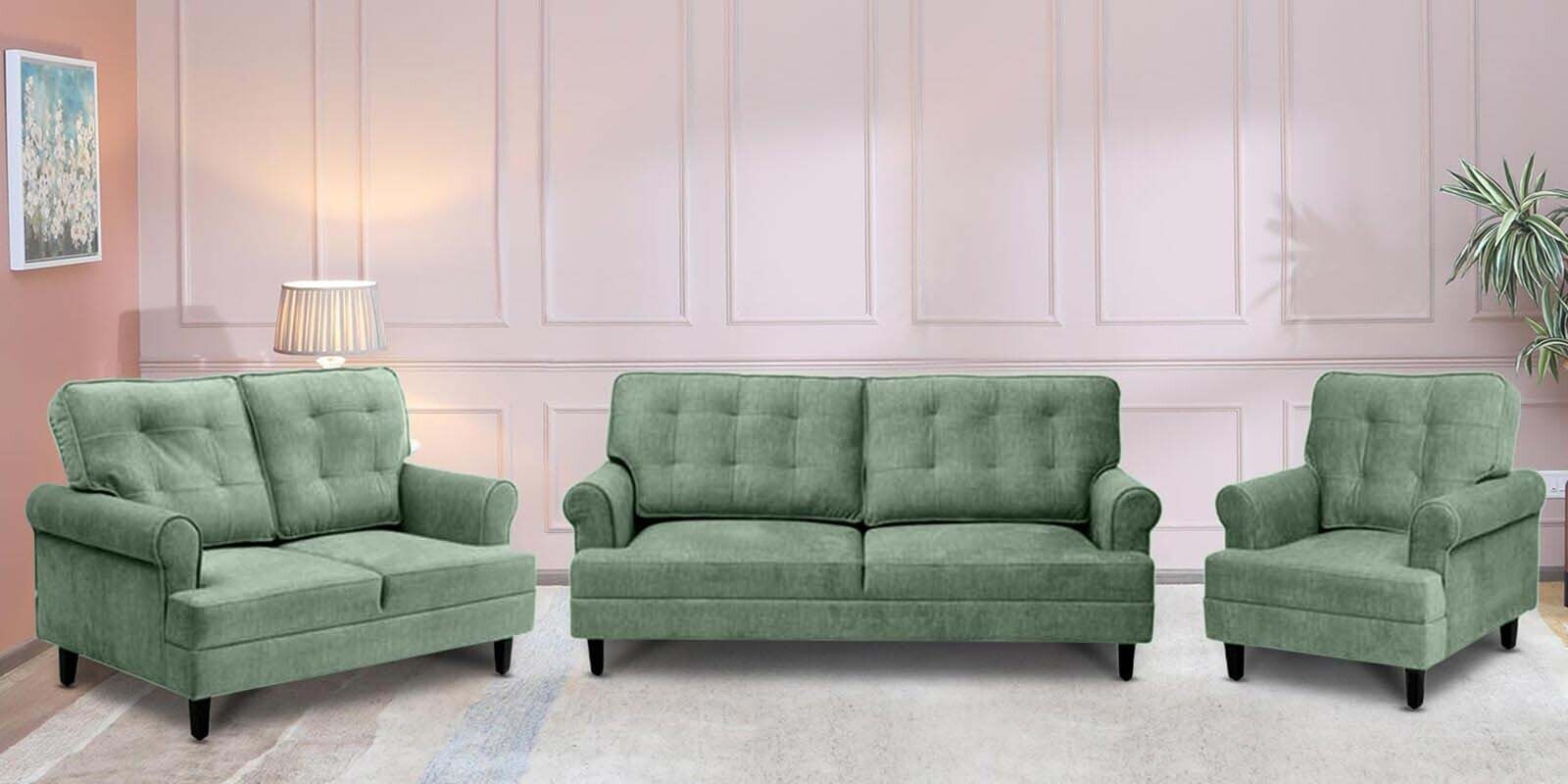 Buy Dreamer Fabric Sofa Set (3+2+1) In Green Colour at 30 OFF by