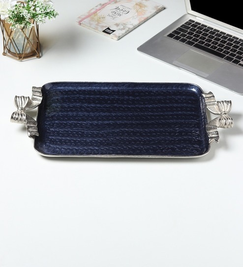de maison decor Blue Aluminium Dravelion Blue Pearl Large Tray-picture-18