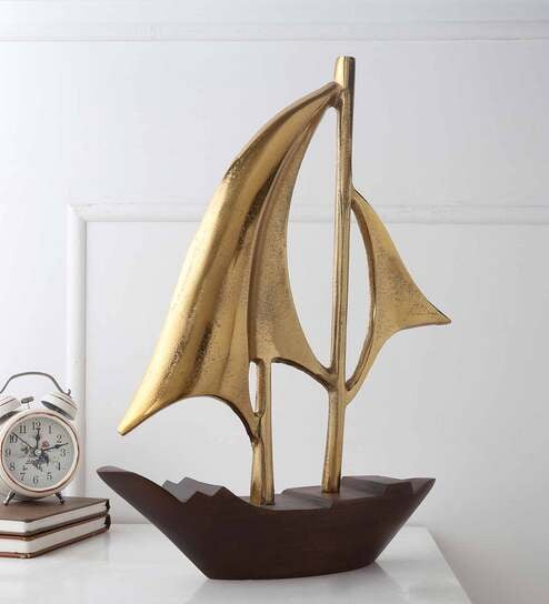 Dream Boat Large Raw Gold Finish Aluminium Boat
