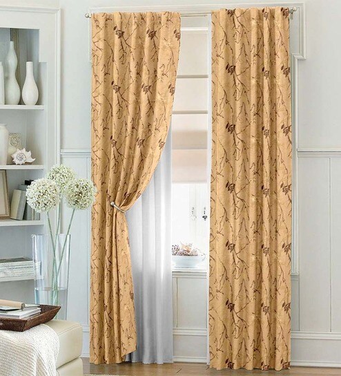 Buy Dreamscape Brown Polyester Abstract 108x84 Inch Door Curtain