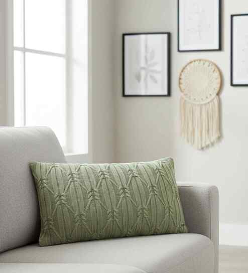 Dried Herb 100% Cotton Holly 12X20 Inches Knitted Cushion Cover