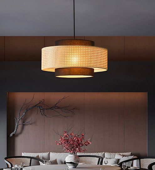 Drum Handmade Bamboo Pendant Hanging Light (Brown)