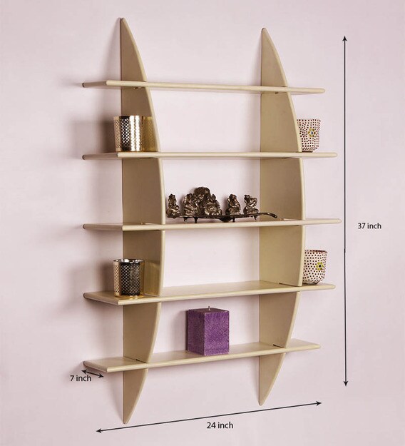 Buy Engineered Wood Bow Wall Shelf in Cream Colour by Dream Arts Online