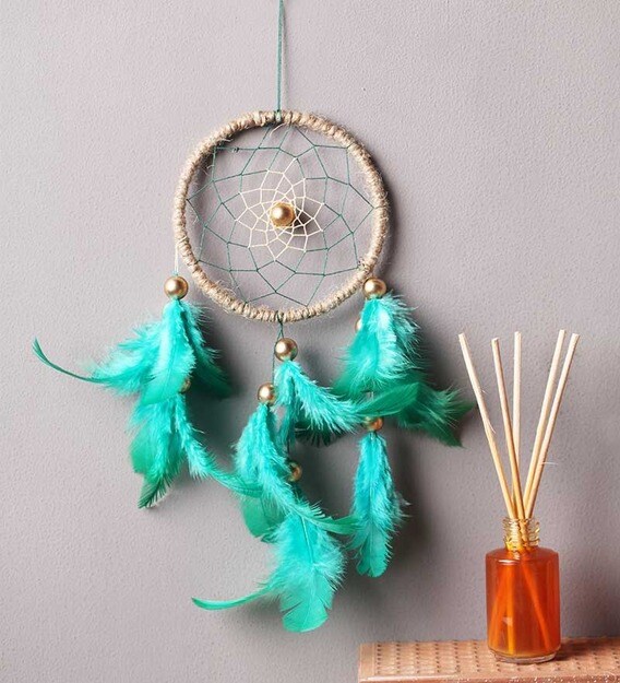 Buy Green Wool Dream Catcher by Rooh Dream Catchers Online Feng Shui