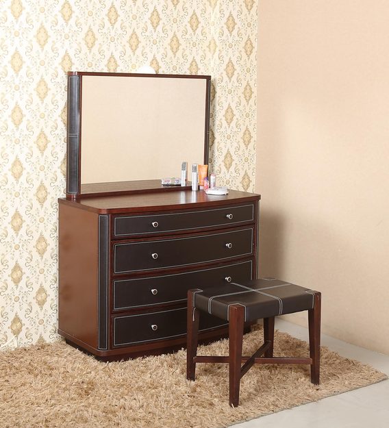 Buy Royal Dressing Table with Stool in Brown Colour by Parin Online Dressing Tables