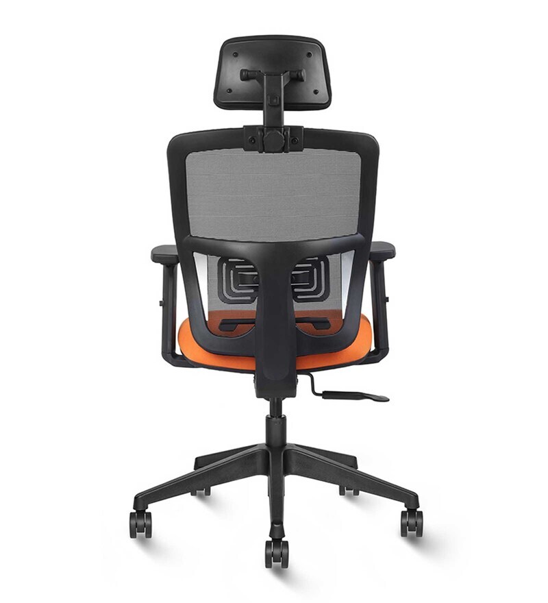 Buy Draco High Back Office Chair in Black & Orange Colour by Wakefit