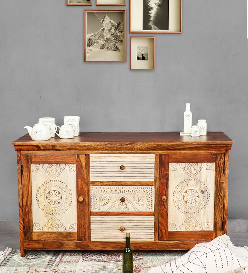 Buy Dravidian Sheesham Wood Sideboard in Teak Finish by Fabuliv Online