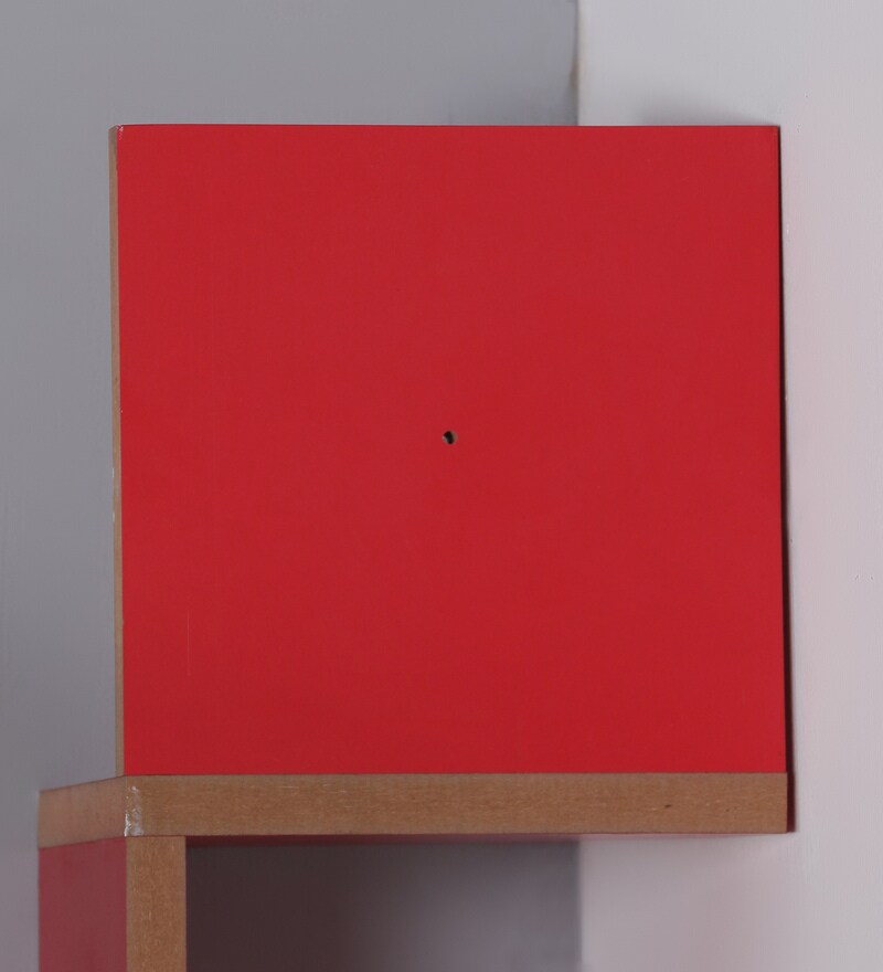 Buy Engineered Wood Zigzag Corner Wall Shelf in Red Colour by