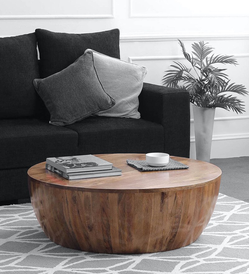 Buy Drum Coffee Table in Natural Finish by The ArmChair Online Round