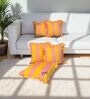 Yellow Striped Striped Cotton Ruffle 18x18 inches Cushion Covers Set of 5