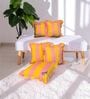 Yellow Striped Striped Cotton Ruffle 18x18 inches Cushion Covers Set of 5