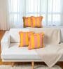 Yellow Striped Striped Cotton Ruffle 18x18 inches Cushion Covers Set of 4