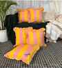 Yellow Striped Striped Cotton Ruffle 18x18 inches Cushion Covers Set of 5