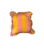 Yellow  Striped Striped Cotton Ruffle 18x18 inches Cushion Cover