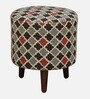 Drake Fabric Seating Stool In Provincial Teak Finish
