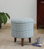Drake Fabric Seating Stool In Provincial Teak Finish