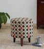 Drake Fabric Seating Stool In Provincial Teak Finish