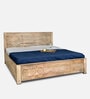 Dravidian Queen Size Bed With Box Storage Vintage White Finish