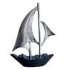 Dream Boat Silver& Black Aluminium Showpiece