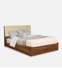 Dream Queen Size Upholstered Bed with Storage In Light Brown Finish