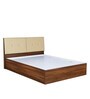 Dream Queen Size Upholstered Bed with Storage In Light Brown Finish