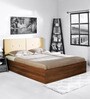 Dream Queen Size Upholstered Bed with Storage In Light Brown Finish