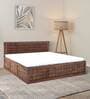 Dreamer Sheesham Wood Queen Size Bed in Teak Finish with Drawer Storage