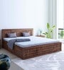 Dreamer Sheesham Wood Queen Size Bed in Teak Finish with Drawer Storage