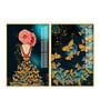 Dress Of Golden Butterflies Acrylic Framed Art Panel (Set Of 2)