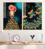 Dress Of Golden Butterflies Acrylic Framed Art Panel (Set Of 2)